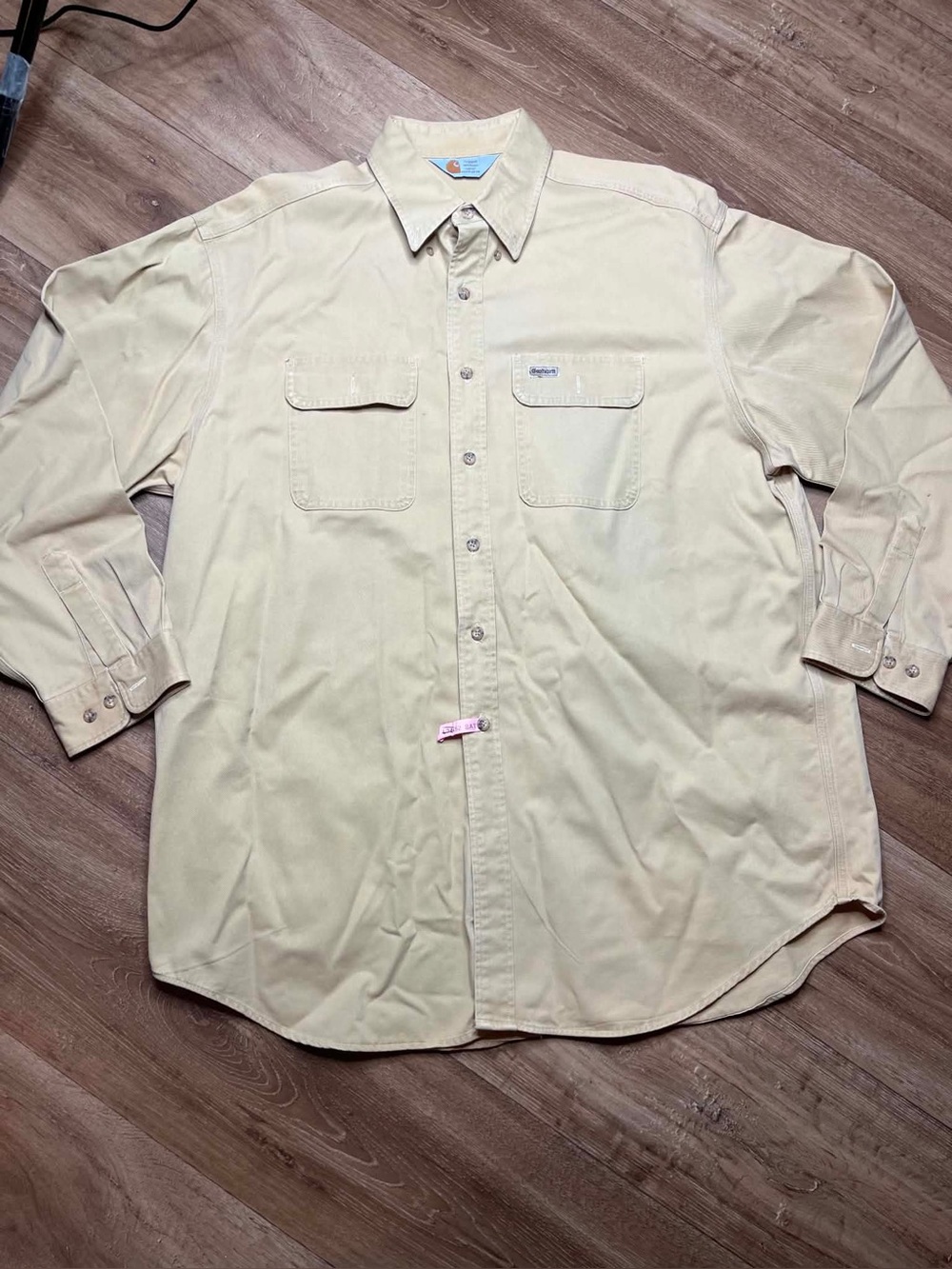 CARHARTT Rugged Outdoor Wear Long Sleeve Work Shirt Beige XL Tall